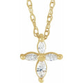 14K Yellow 1/6 CTW Diamond Marquise Cross 18" Necklace Crossroads Collective