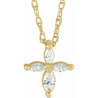 14K Yellow 1/6 CTW Diamond Marquise Cross 18" Necklace Crossroads Collective
