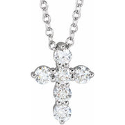 14K White 10.2x7.9 mm 1/4 CTW Diamond Cross 16-18" Necklace Crossroads Collective