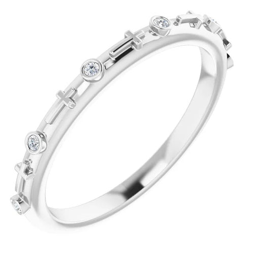 14K White .03 CTW Diamond Cross Ring Crossroads Collective