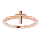14K Rose Stackable Cross Ring Crossroads Collective