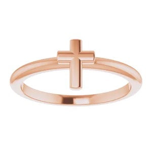 14K Rose Stackable Cross Ring Crossroads Collective