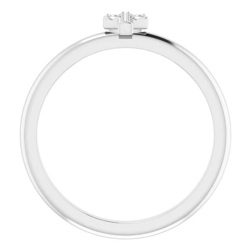 14K White .03 CTW Diamond Stackable Cross Ring Crossroads Collective