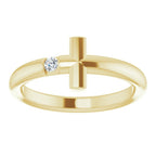 14K Yellow .05 CTW Diamond Sideways Cross Ring Crossroads Collective