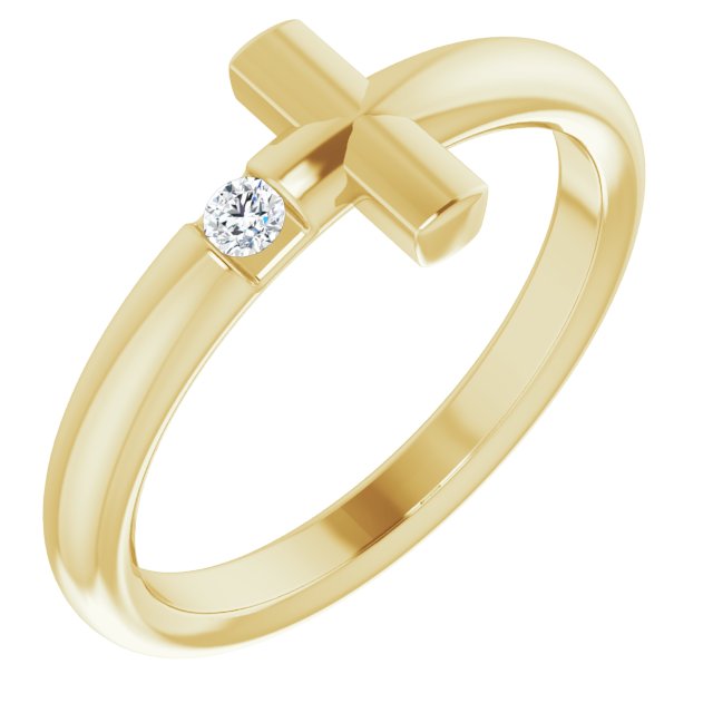 14K Yellow .05 CTW Diamond Sideways Cross Ring Crossroads Collective