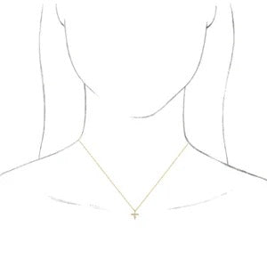 14K Yellow 1/6 CTW Diamond Marquise Cross 18" Necklace Crossroads Collective