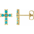 14K Yellow Turquoise Cross Earrings Crossroads Collective