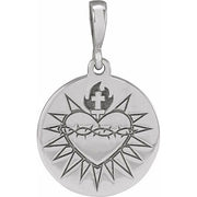 Sterling Silver 19.42x12 mm Sacred Heart Pendant Jewelry Crossroads Collective