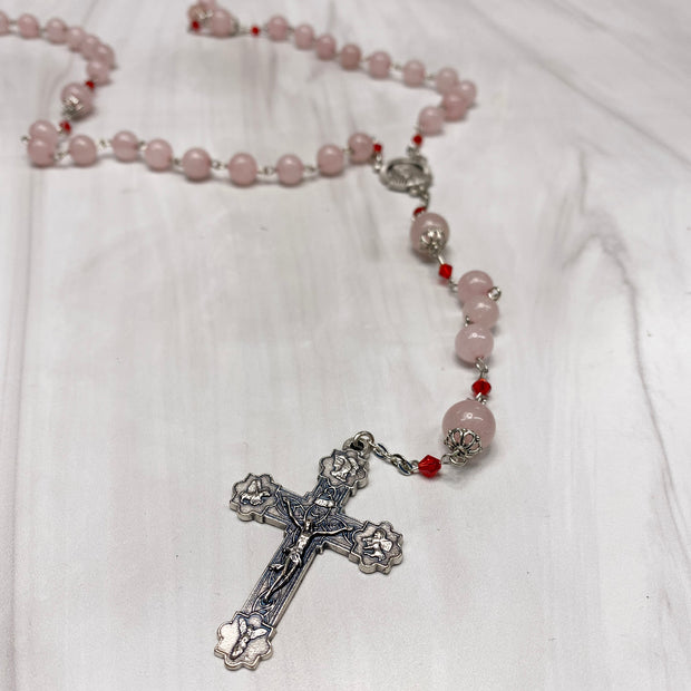 8mm Rose Quartz Bead W/10Mm Cap Rosary Crossroads Collective