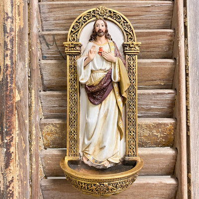 7.25" Sacred Heart of Jesus Water Font; Renaissance Collection Crossroads Collective