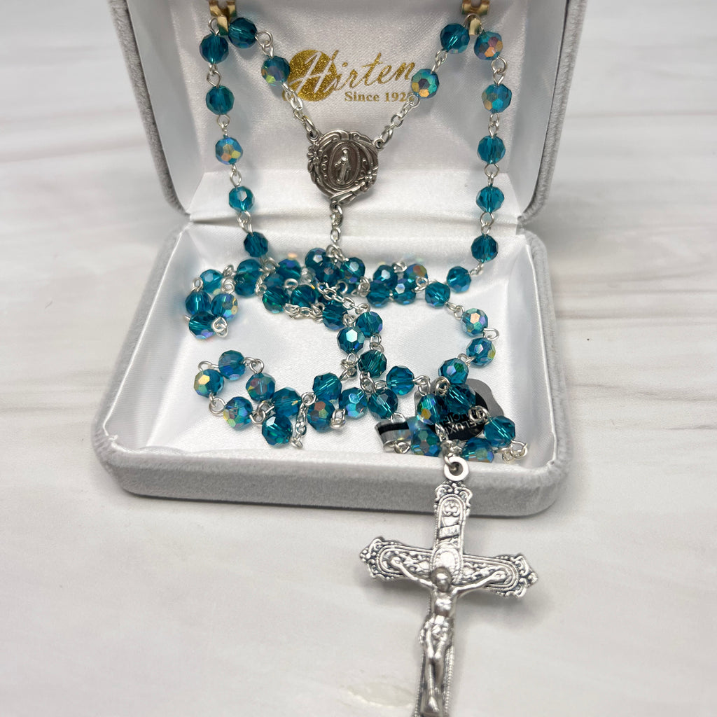 Tanzanite Crystal Aurora Borealis Bead Rosary Rosary Crossroads Collective