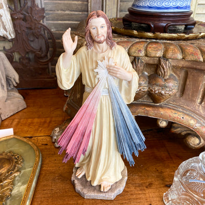 Divine Mercy Hand-Painted 12" statue Sculptures & Statues Crossroads Collective