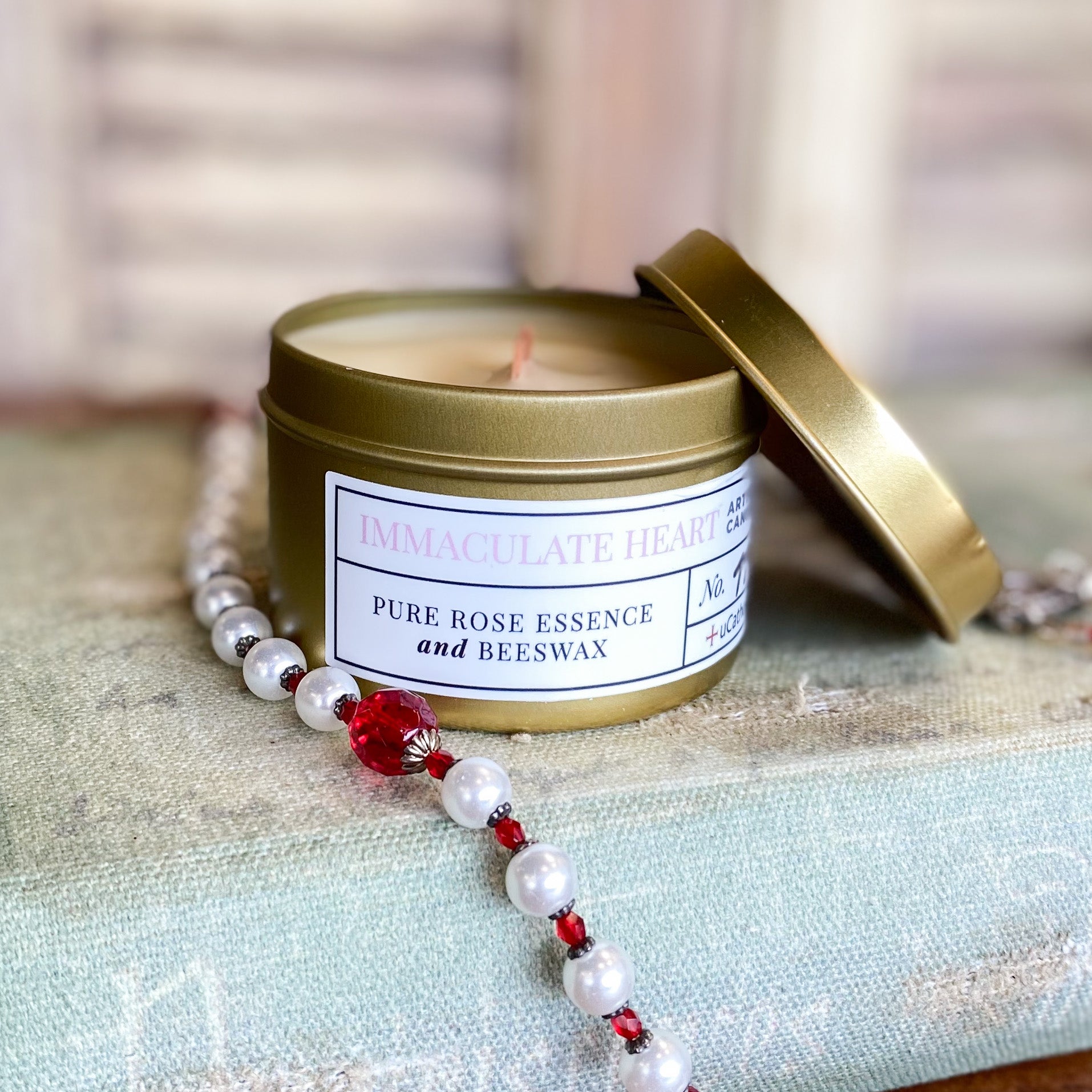 Immaculate Heart of Mary Beeswax Candle Crossroads Collective