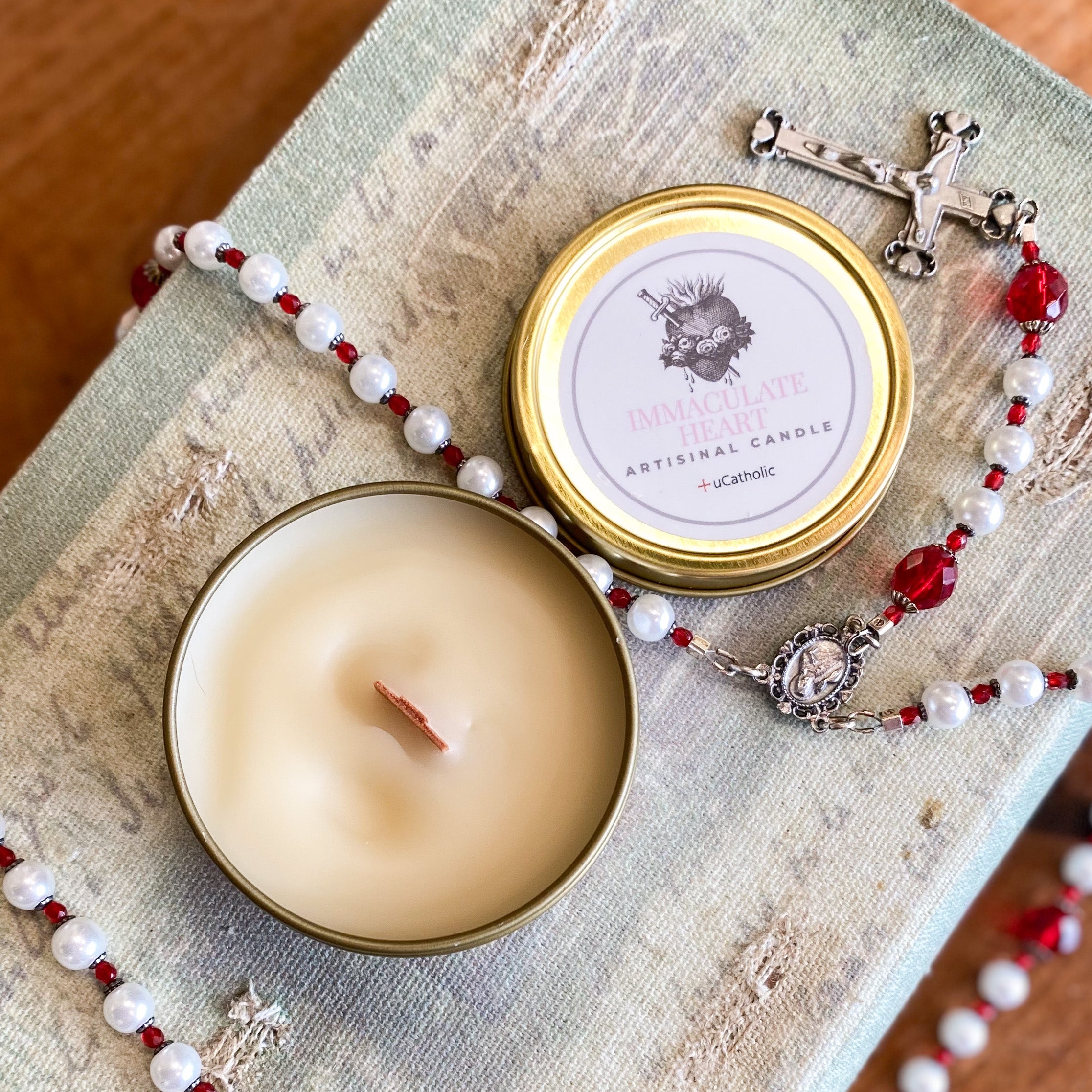 Immaculate Heart of Mary Beeswax Candle Crossroads Collective