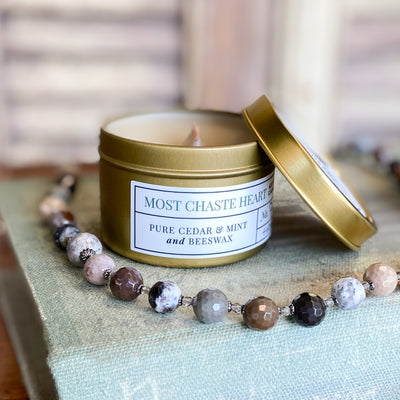 Most Chaste Heart of Joseph Beeswax Candle Crossroads Collective