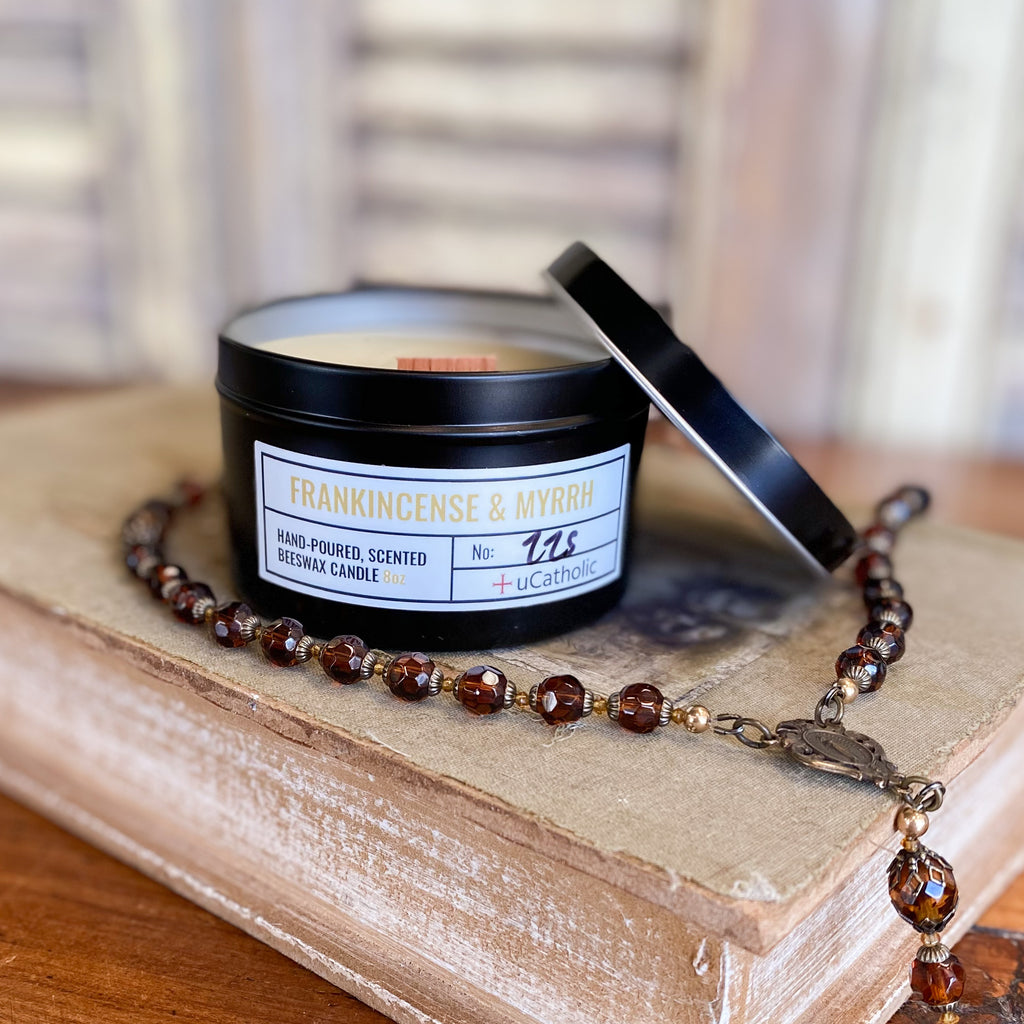 Frankincense & Myrrh Beeswax Candle Crossroads Collective