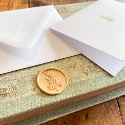 Gold Foil Auspice Maria Card with Wax Seal- Set of 4 Crossroads Collective