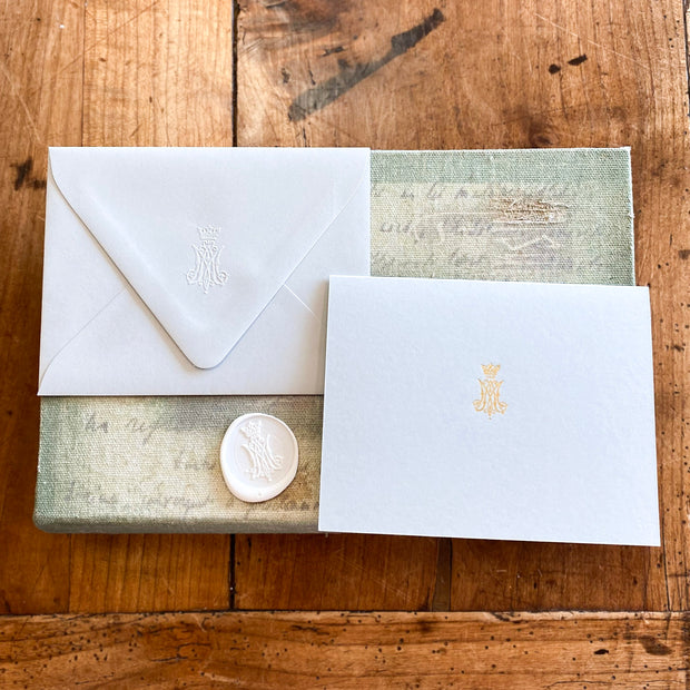 Gold Foil Auspice Maria Card with Wax Seal- Set of 4 Crossroads Collective