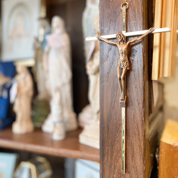 10" Brass Crucifix with Antique Brass Corpus Home & Decor Crossroads Collective