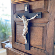 Black Crucifix with Pewter Corpus 14in. Home & Decor Crossroads Collective
