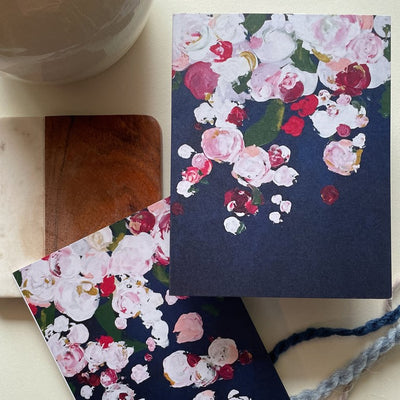Blue and Pink Floral Notecard