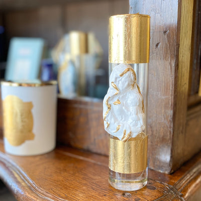 Gold Leaf Bud Vase Blessed Mother & Baby Jesus | JJ Designs Home & Decor Crossroads Collective