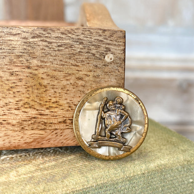 Antique Medal | Pearlized St. Christopher