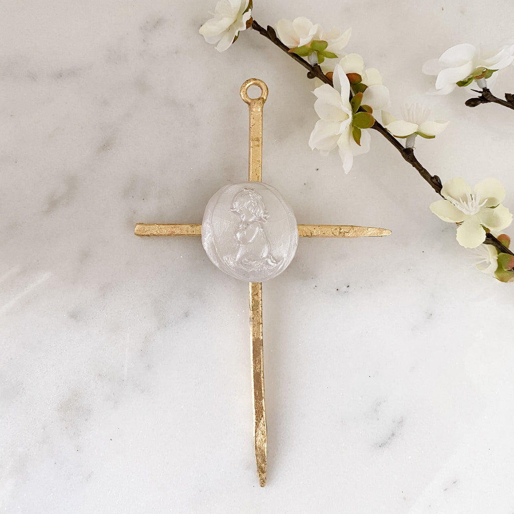 Boy or Girl Gold Leaf Cross by JJ Designs Home & Decor Crossroads Collective