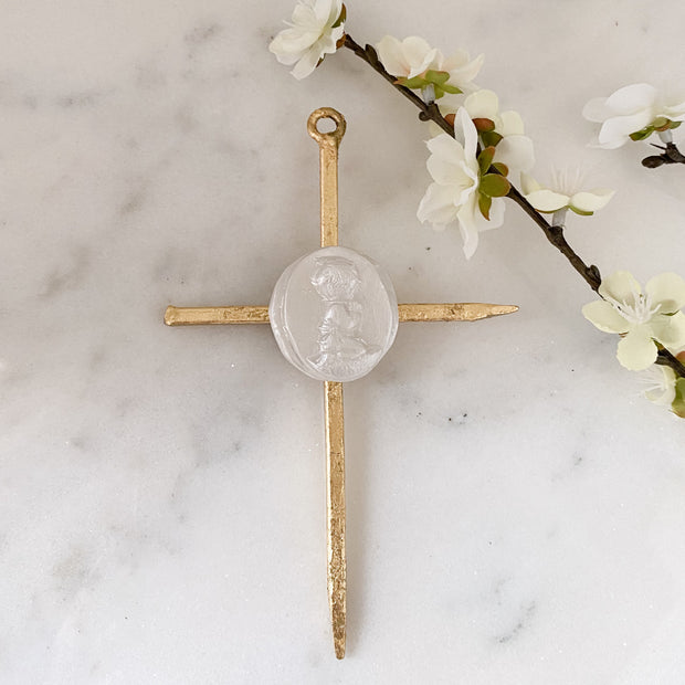 Boy or Girl Gold Leaf Cross by JJ Designs Home & Decor Crossroads Collective