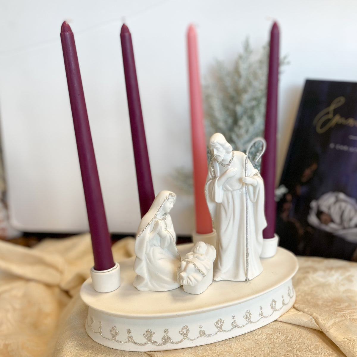 7.7" Holy Family White Advent Holder