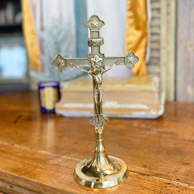 Italian Brass Standing Crucifix