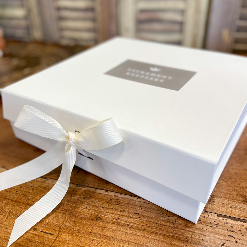Ivory Sacrament Keepsake Box with Ribbon