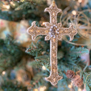 Gold Jewel Cross Ornament, Metal, 6"