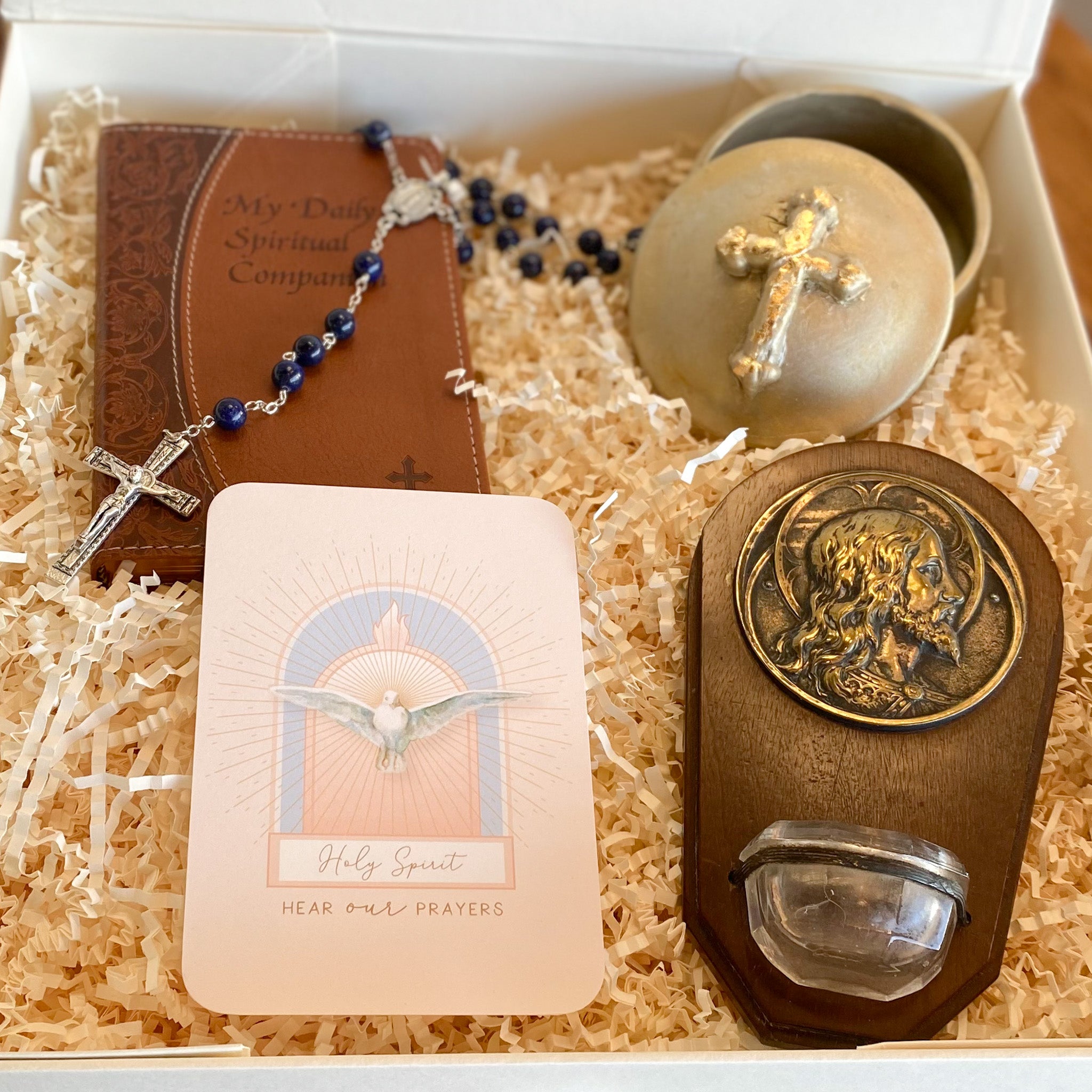 Ivory Sacrament Keepsake Box with Ribbon