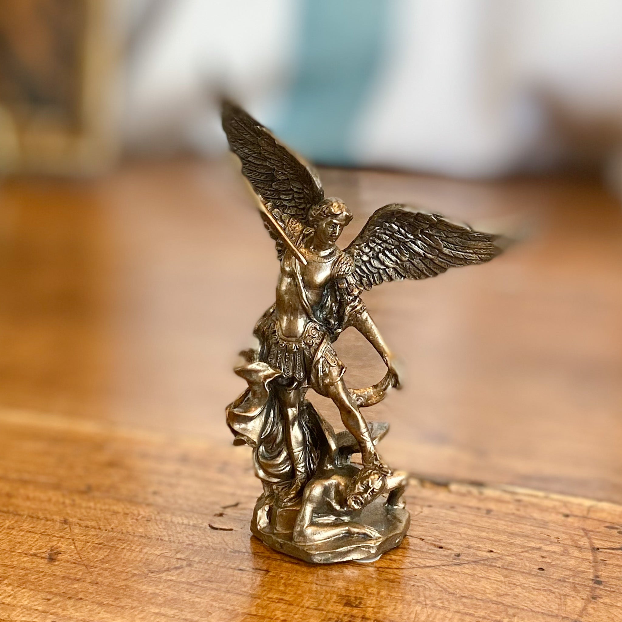 St. Michael Statue Gold-cast Bronze 4"