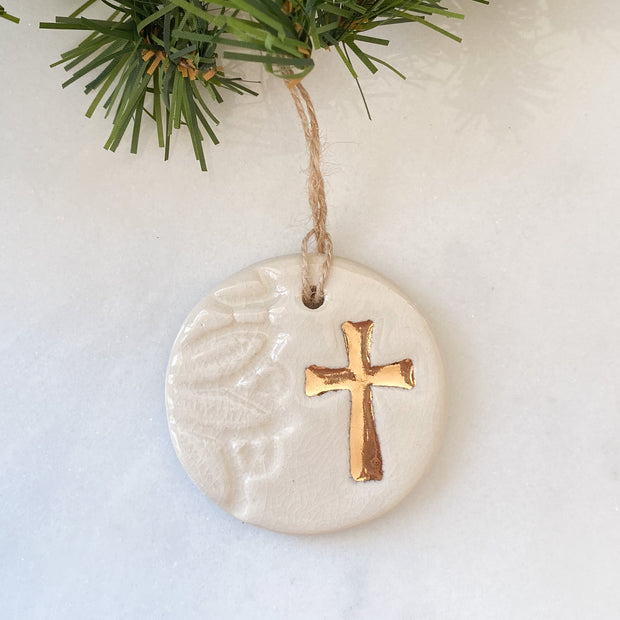 Gold Leaf Cross Ornament Christmas Crossroads Collective