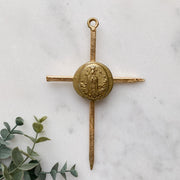Gold Leaf Cross with Our Lady of Fatima Intaglio Home & Decor Crossroads Collective