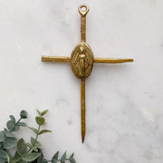 Gold Leaf Cross with Miraculous Medal Intaglio Home & Decor Crossroads Collective