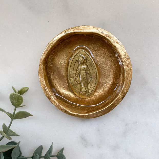 Small Gold Leaf Rosary Bowl Home & Decor Crossroads Collective