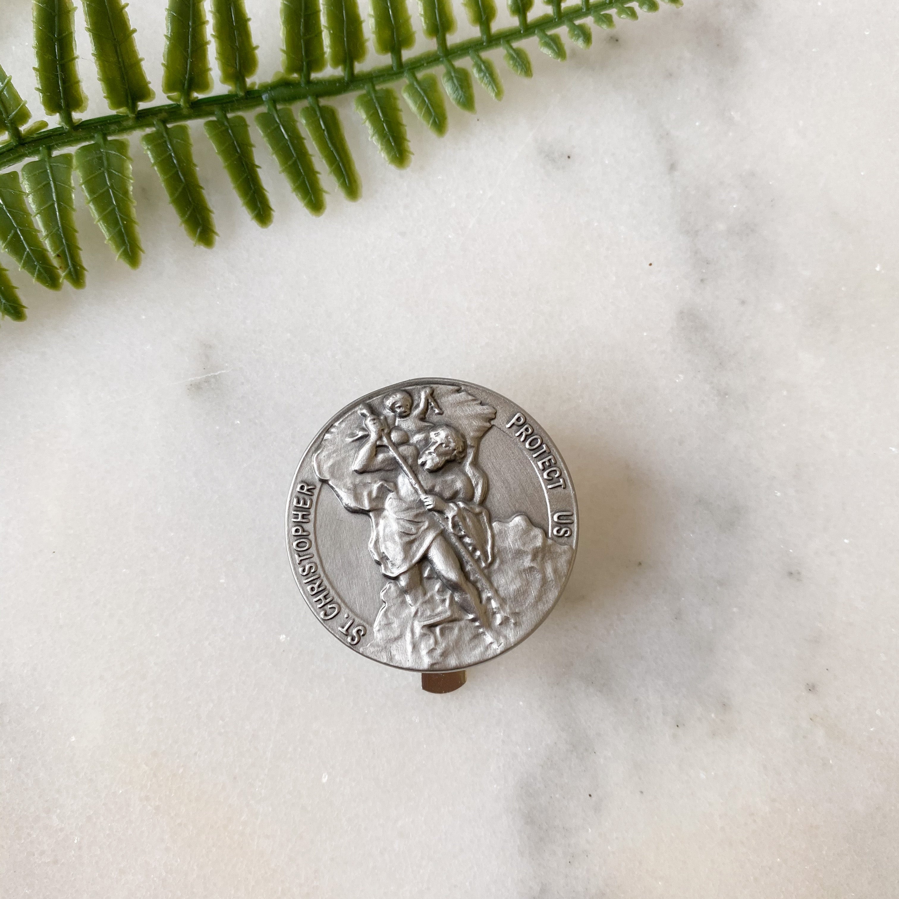 Silver Finish St. Christopher Visor Clip 1097V Visor Clip Crossroads Collective