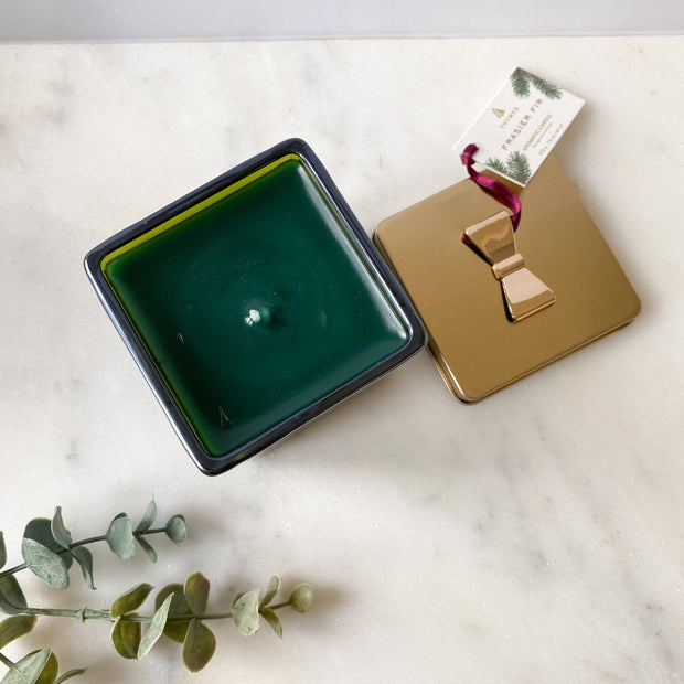 Frasier Fir Novelty Green Glass Gift Box Poured Candle, 7.5 Oz Home & Decor Crossroads Collective