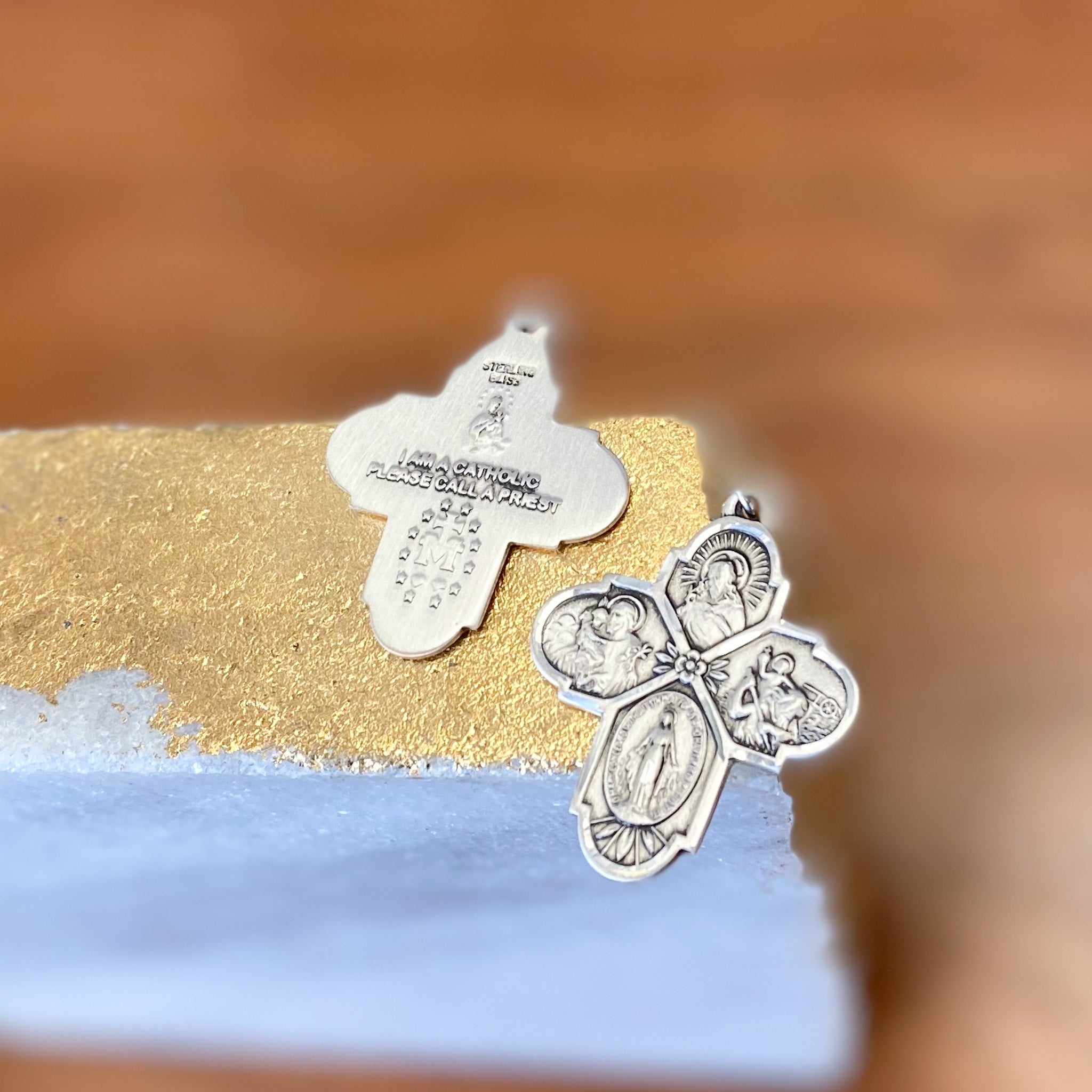 Large Sterling Silver 4-way Medal