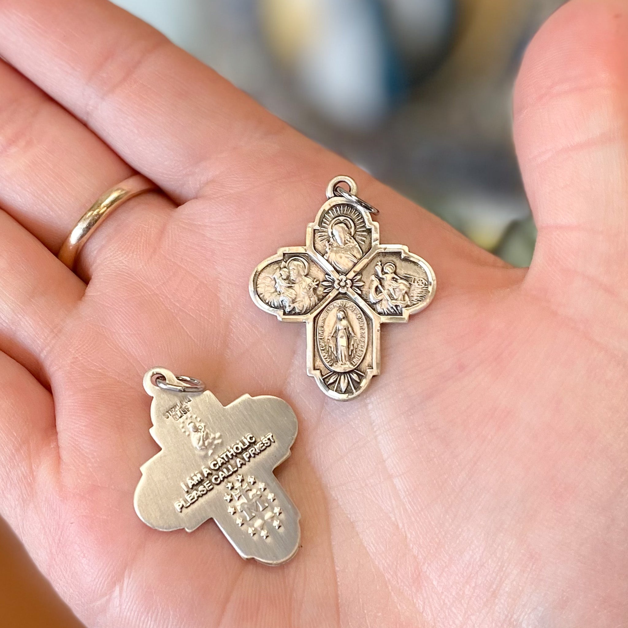 Large Sterling Silver 4-way Medal