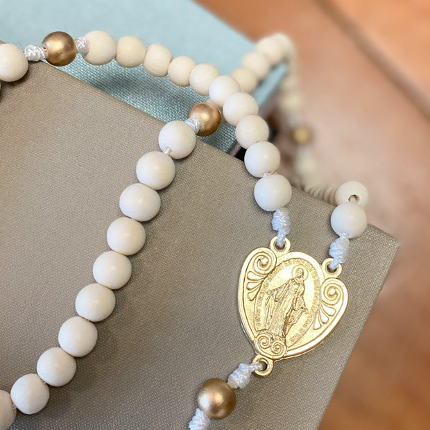 White and Gold Marian Rosary