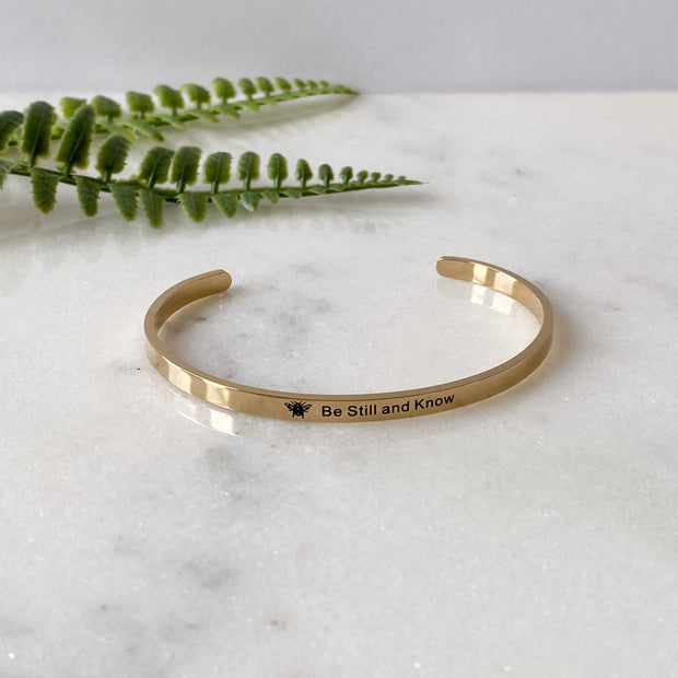 Bee Still Designs Inspirational Quote Cuff Bracelets Crossroads Collective