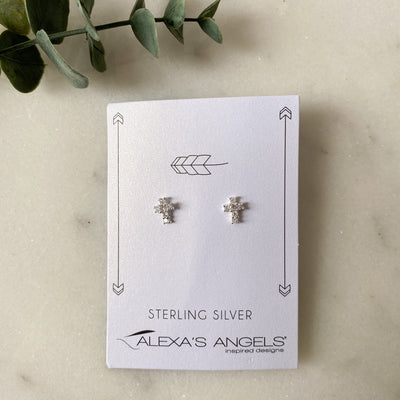 Sterling Silver Tiny Cross Earrings Crossroads Collective