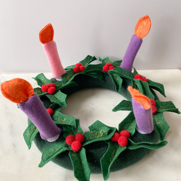 Fabric Advent Wreath with Hook and Loop Candles