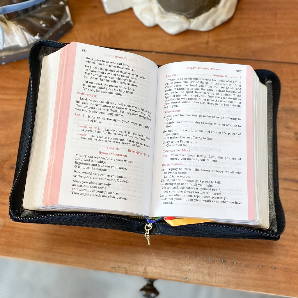 Christian Prayer, Black Leather with Zipper