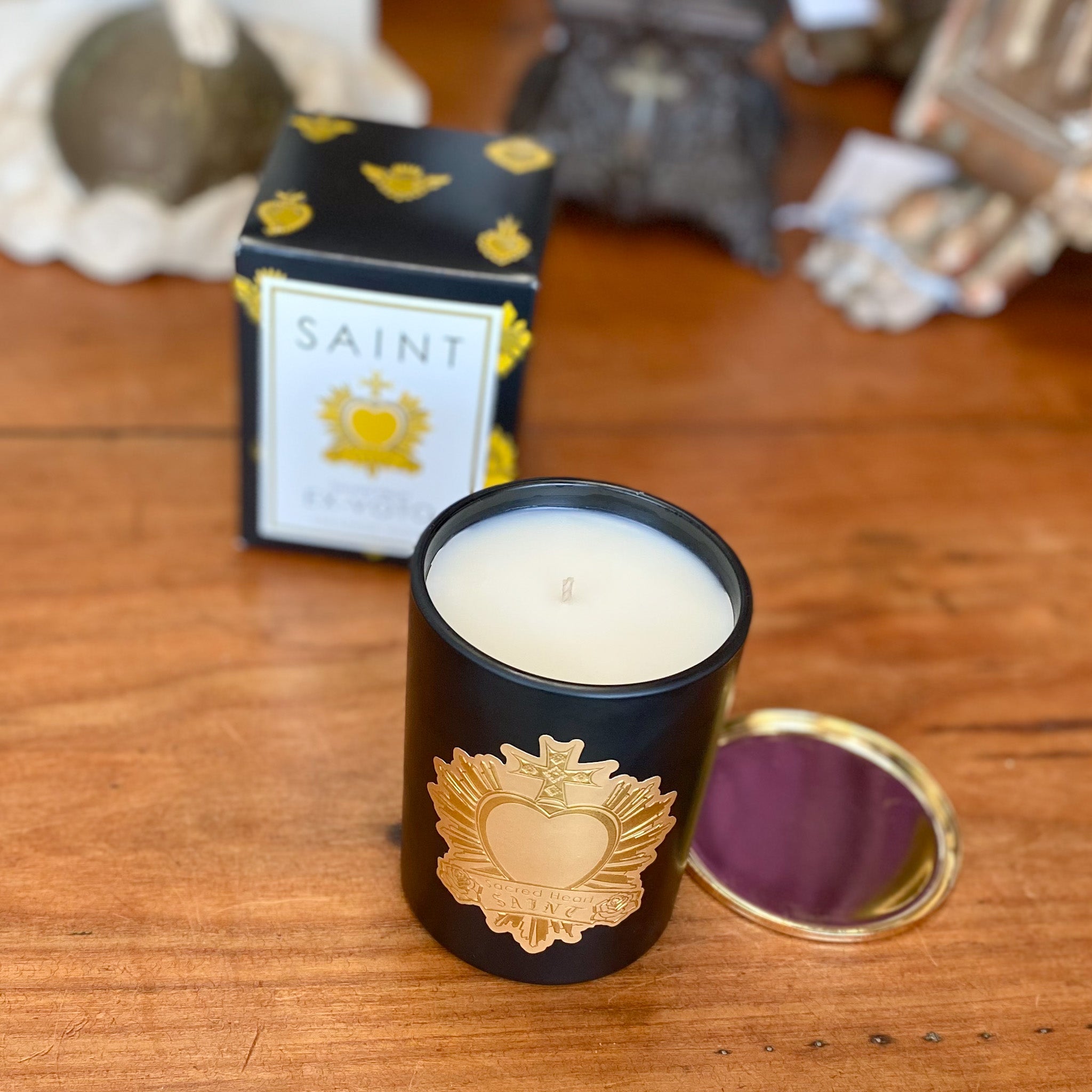Sacred Heart Ex-Voto Candle Orange Noir