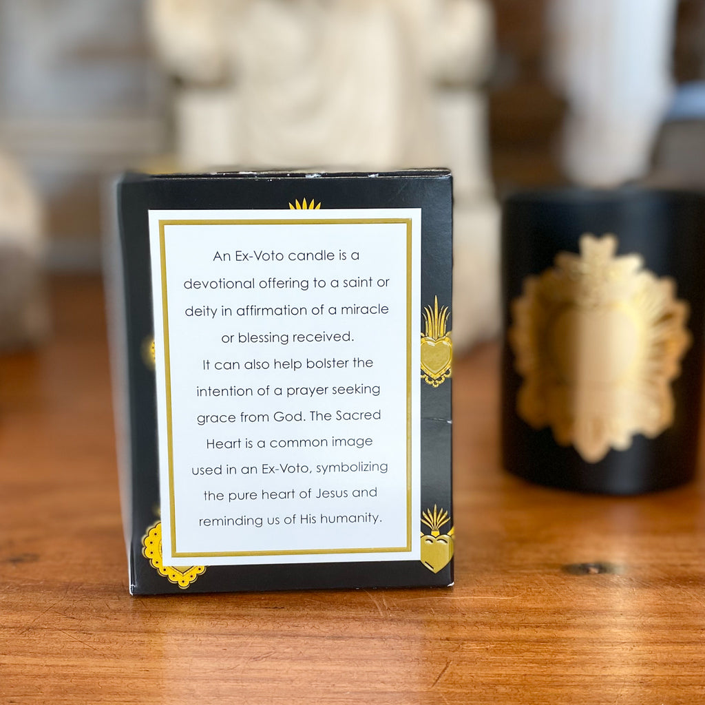 Sacred Heart Ex-Voto Candle Orange Noir